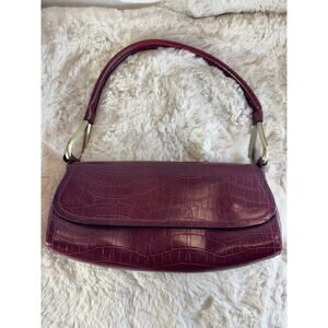 Vintage Bueno Red Vinyl Faux Crocodile Embossed Clutch Purse 90s Y2K